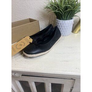 Frye And Co Willow Ballet Flat Black Faux Leather Slip on Shoes Women's 10M NEW